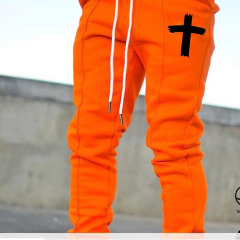 Men's Cross Print Flared Joggers